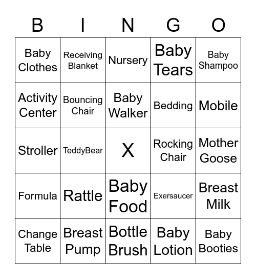 Baby Girl MacIsaac Baby Shower Bingo Card