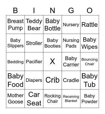 Baby Girl MacIsaac Baby Shower Bingo Card