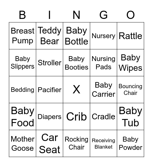 Baby Girl MacIsaac Baby Shower Bingo Card