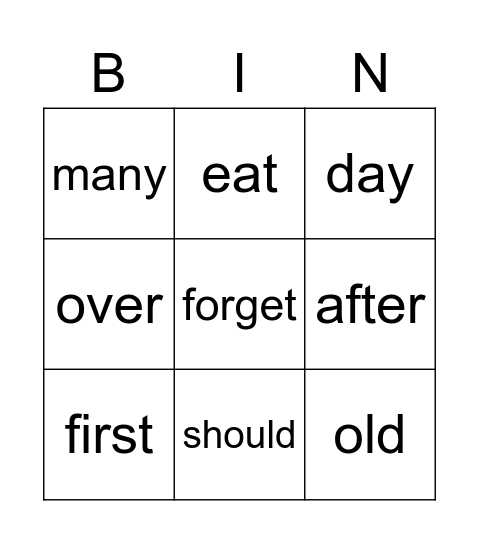 Untitled Bingo Card