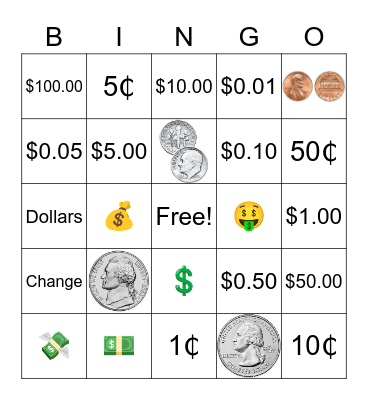 Money Bingo Card
