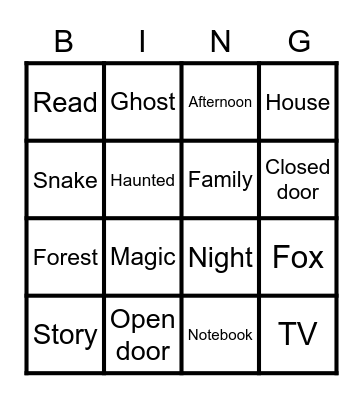 VOCABULARY Bingo Card