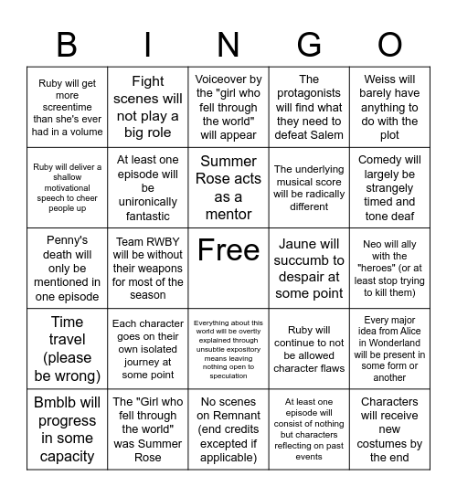 Rwbingo Card