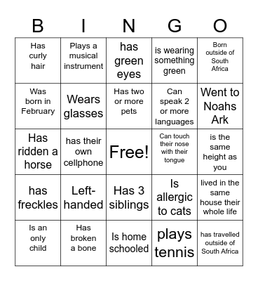 ELEVATE Bingo Card