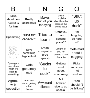 Dylan smash bingo Card