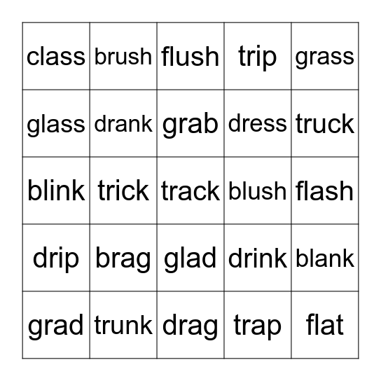 L and R Blend Bingo! Bingo Card