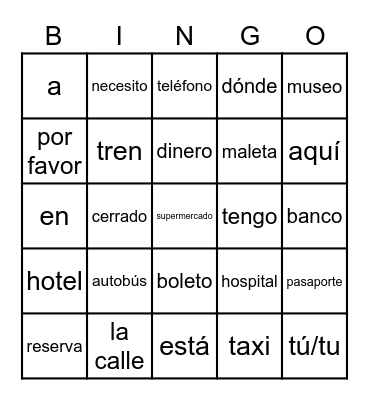 Duolingo Travel Bingo Card
