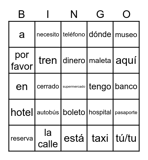Duolingo Travel Bingo Card