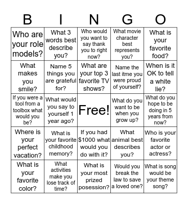 Social Bingo Card