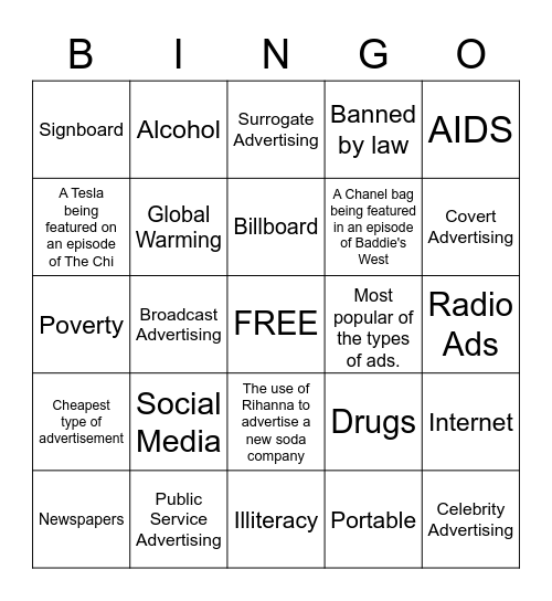7 Types of Ads Bingo Card