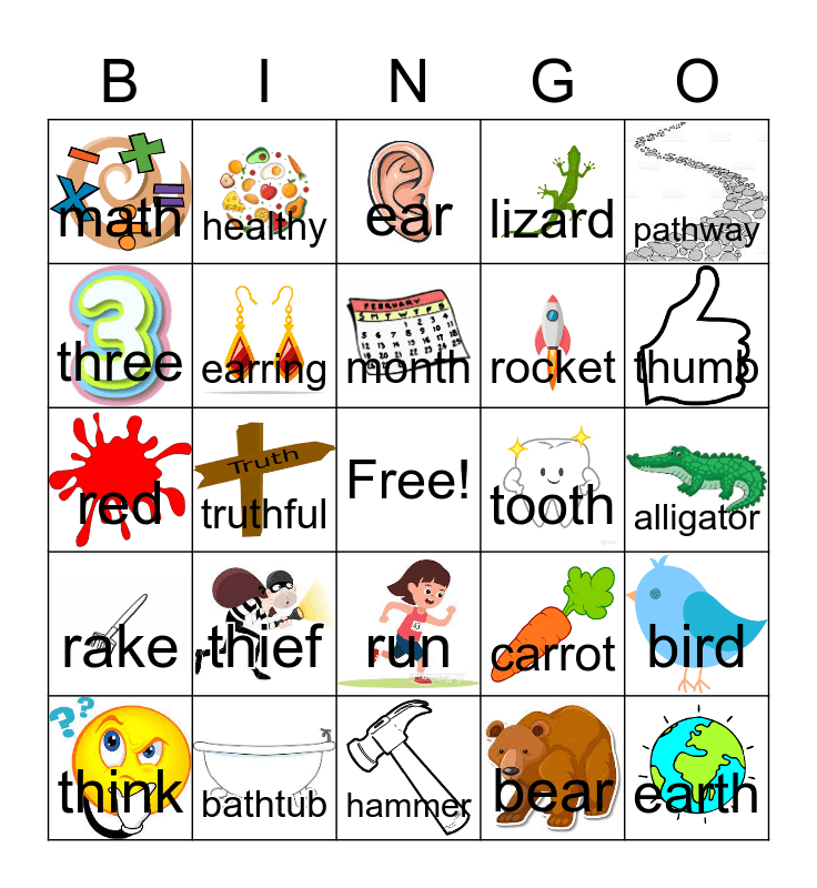 Speech Bingo Card