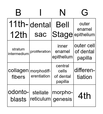 BELL BINGO Card