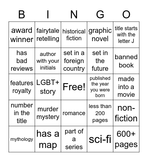 Library Bingo Game Bingo Card