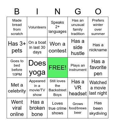 People Team Bingo Card