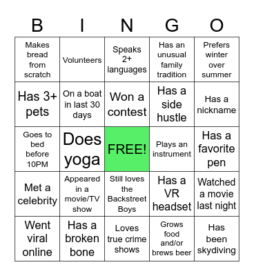 People Team Bingo Card