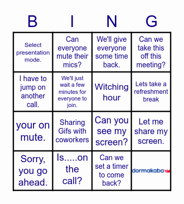 Product Sales Meeting Bingo Card