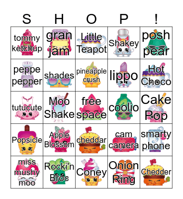 Shopkins Party Bingo Card