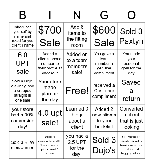 7Fam Bingo! Bingo Card
