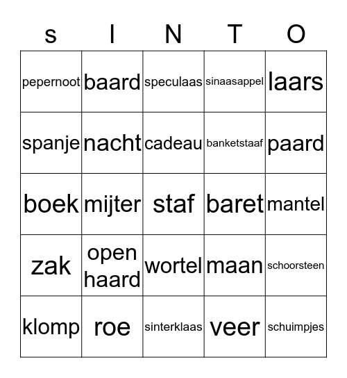 SINTO! Bingo Card