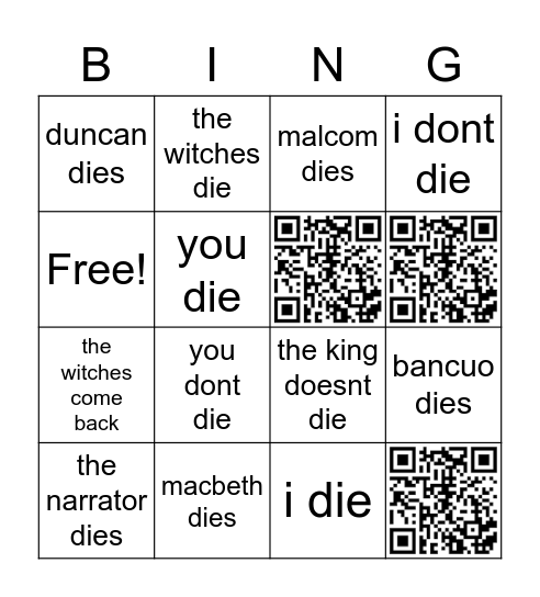 mcbeth act 1 Bingo Card