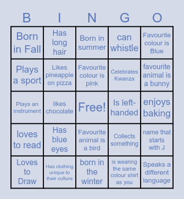 Find Someone Who Bingo Card