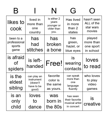 Find someone who... Bingo Card