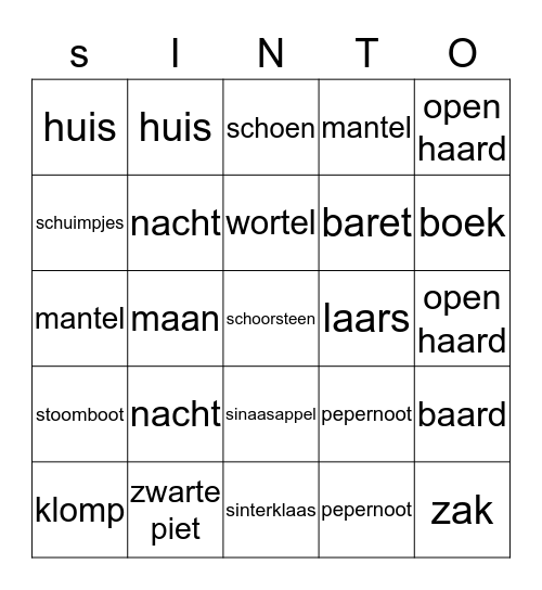 SINTO! Bingo Card