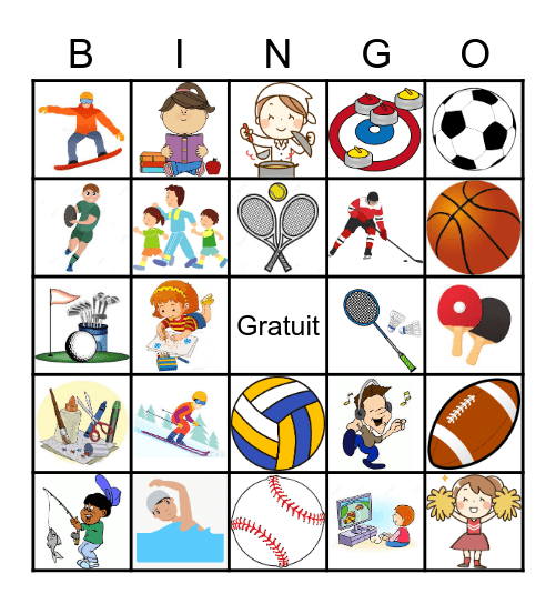 Les Sports et Les Loisirs Bingo Card