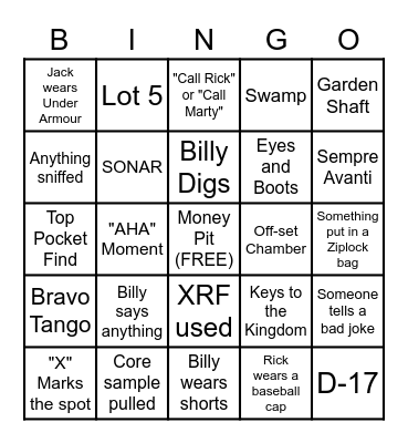 Curse of Oak Island Bingo Card