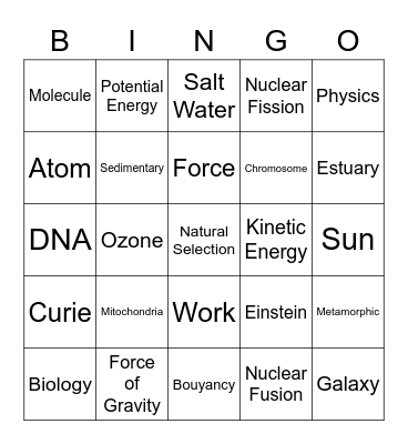 Science BINGO! Bingo Card