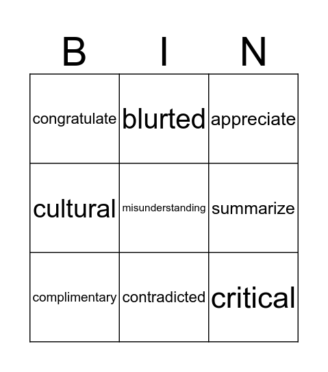 Sanyla's Bingo Card