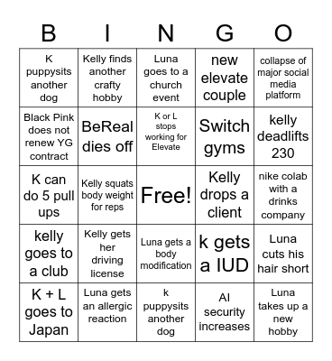 2023 bingo Card