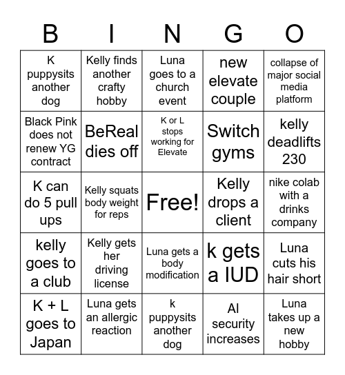 2023 bingo Card