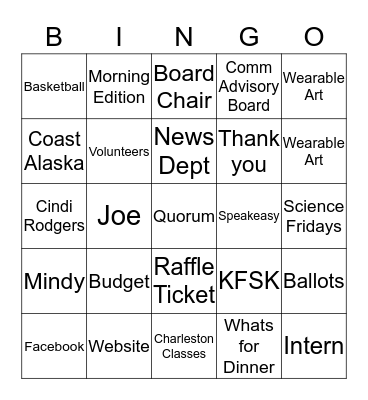 KFSK ANNUAL MEETING BINGO Card