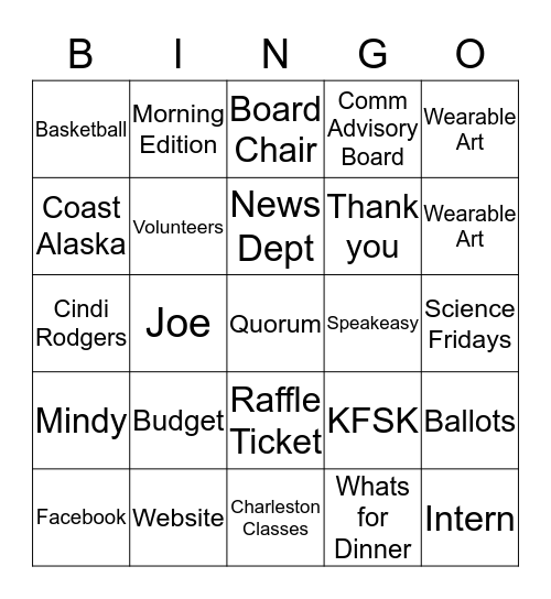 KFSK ANNUAL MEETING BINGO Card