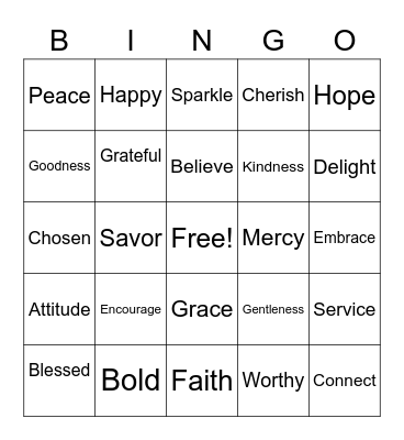 My Favorite Word Bingo Card