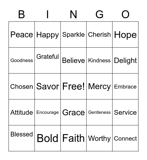 My Favorite Word Bingo Card