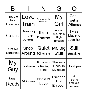 Music Bingo- Motown Bingo Card
