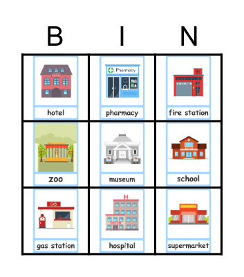 Places in the city Bingo Card