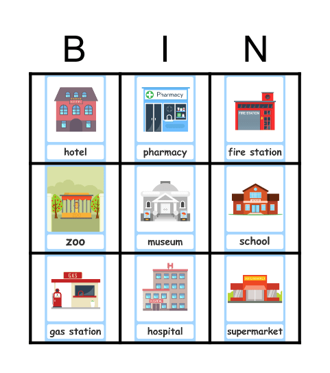 Places in the city Bingo Card