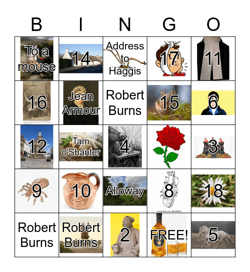 Burns Night Bingo Card