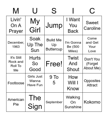 MUSIC BINGO Card