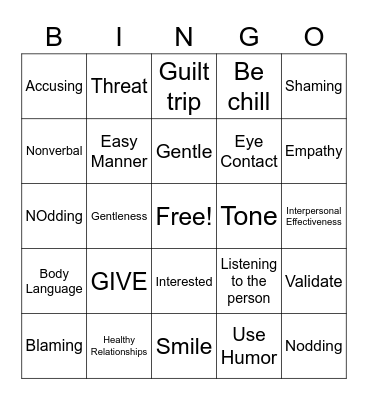 GIVE Bingo Card