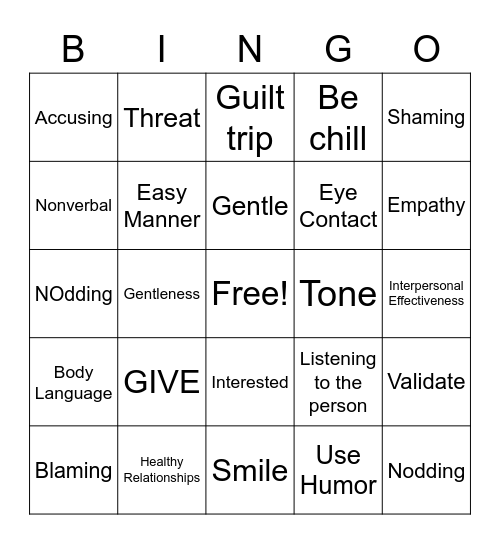 GIVE Bingo Card