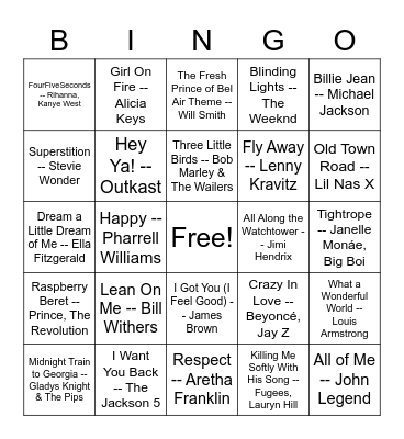 Black Artist Bingo - Wilhoit Bingo Card