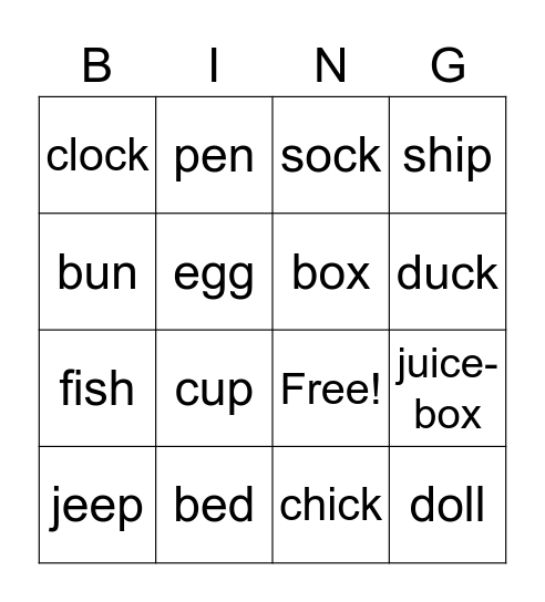 1a Unit 1-7 Bingo Card