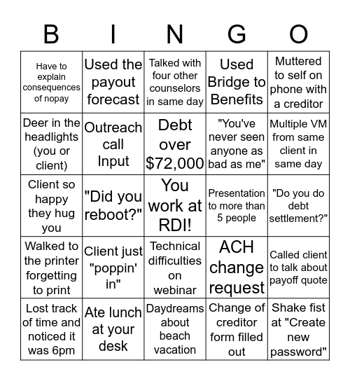 Life of a Counselor Bingo Card