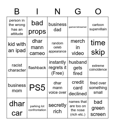 dhar mann bingo Card