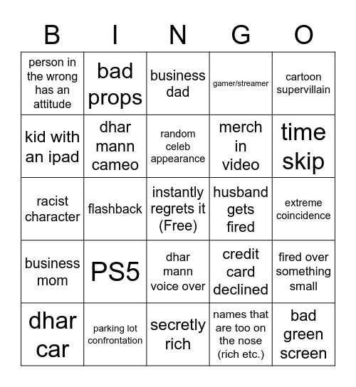 dhar mann bingo Card