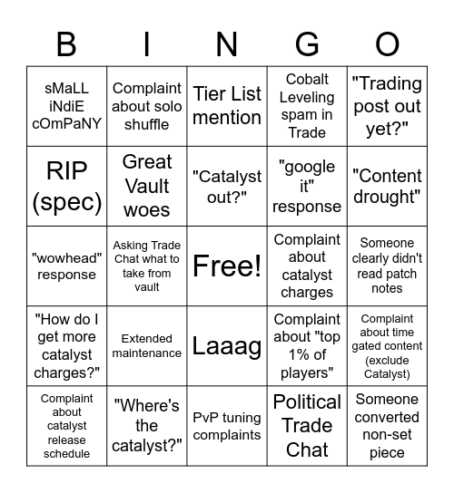 Patch day bingo! Bingo Card